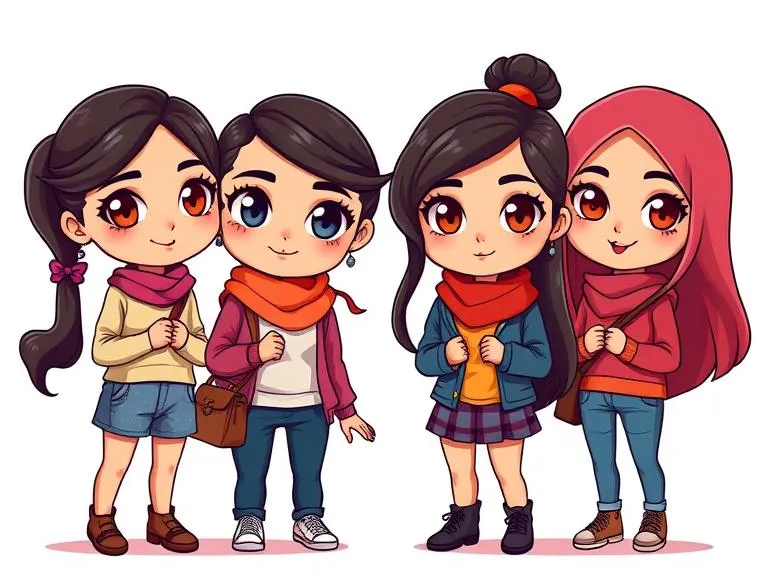 Illustration of the four friends running this site.